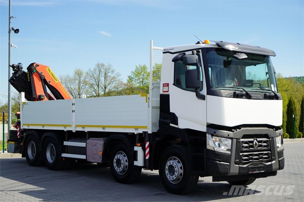 Renault C 430 / 8x4 / SKRZYNIOWY 7 M + HDS PALFINGER 33002 平板栏板货车