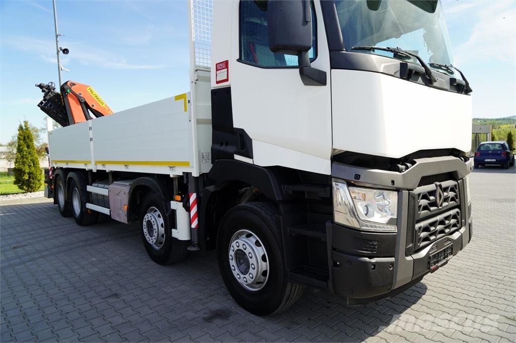 Renault C 430 / 8x4 / SKRZYNIOWY 7 M + HDS PALFINGER 33002 平板栏板货车