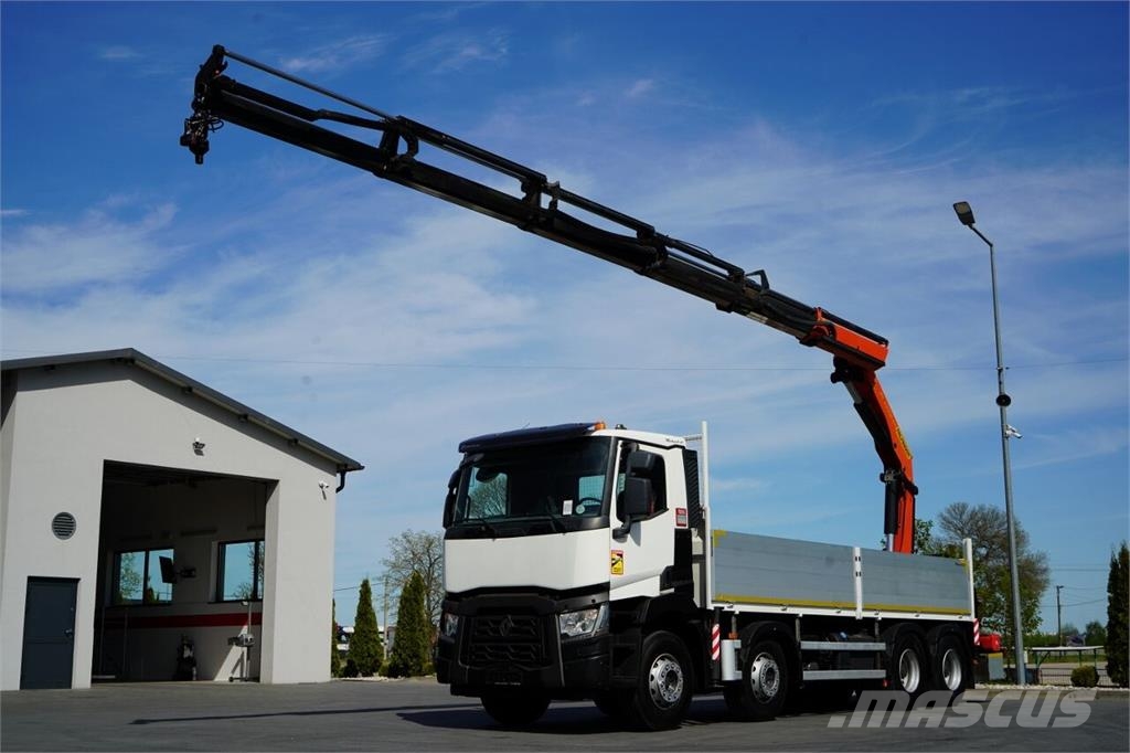 Renault C 430 / 8x4 / SKRZYNIOWY 7 M + HDS PALFINGER 33002 平板栏板货车