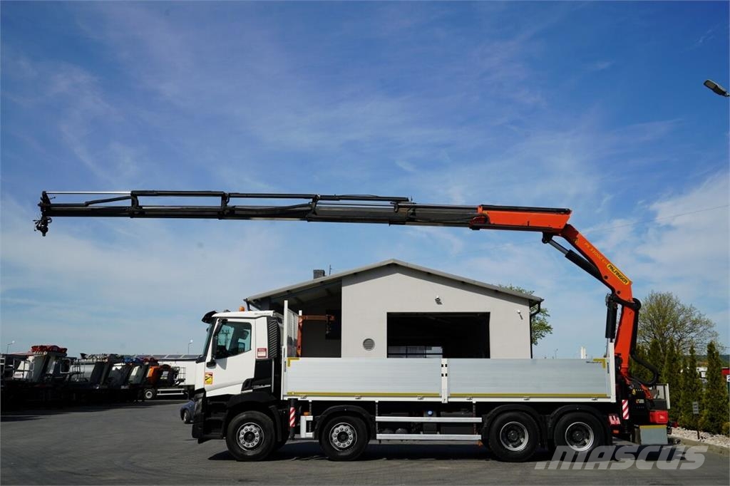 Renault C 430 / 8x4 / SKRZYNIOWY 7 M + HDS PALFINGER 33002 平板栏板货车