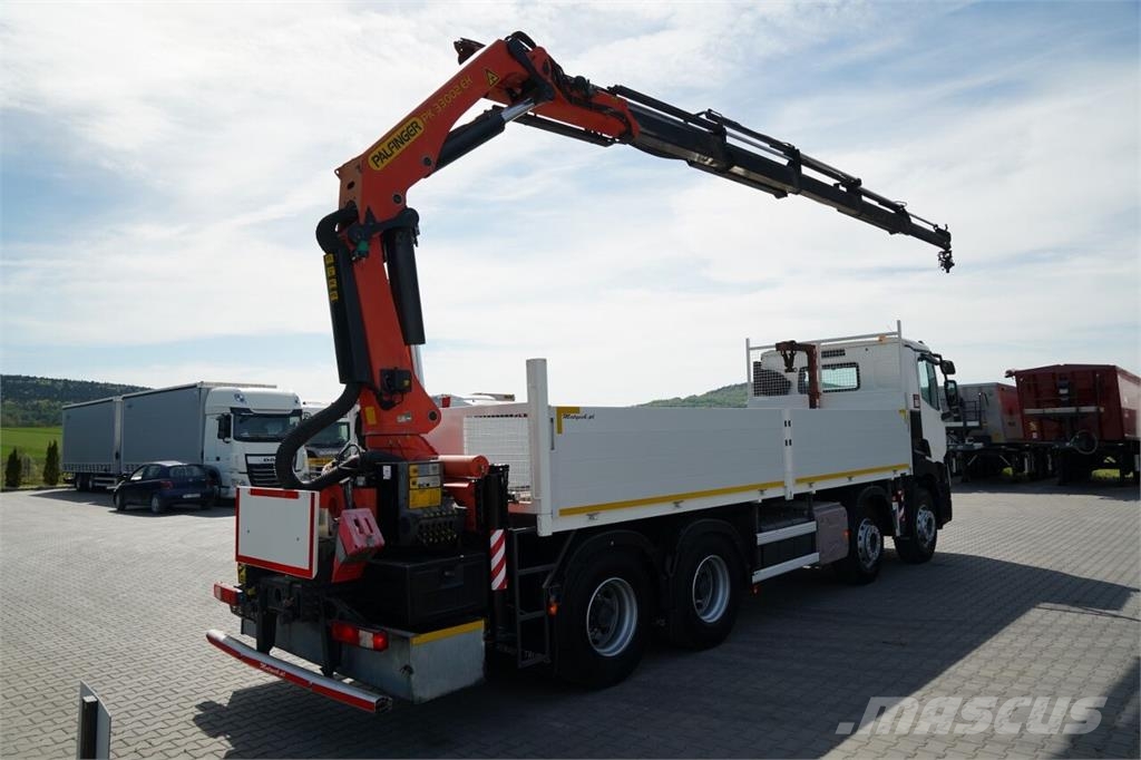 Renault C 430 / 8x4 / SKRZYNIOWY 7 M + HDS PALFINGER 33002 平板栏板货车