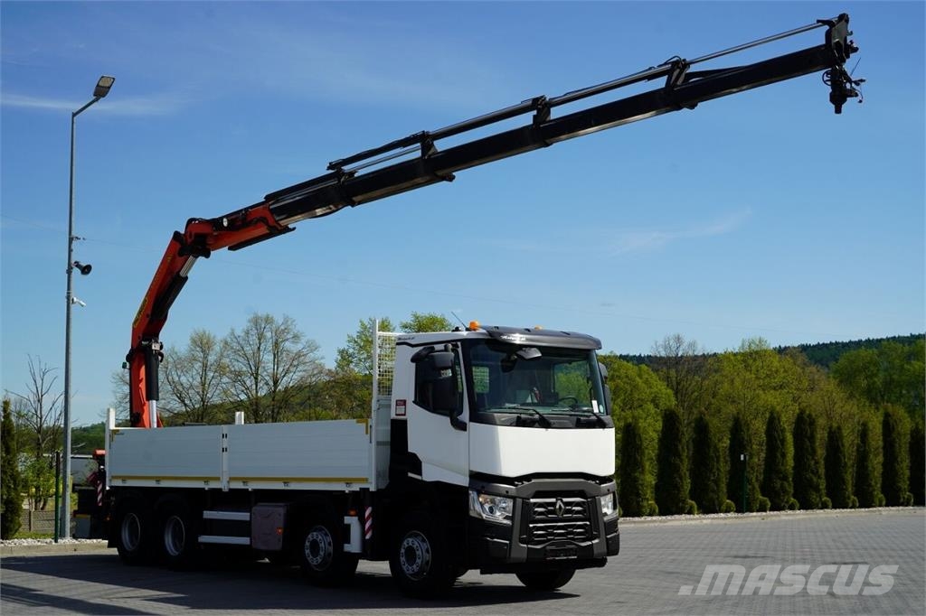 Renault C 430 / 8x4 / SKRZYNIOWY 7 M + HDS PALFINGER 33002 平板栏板货车