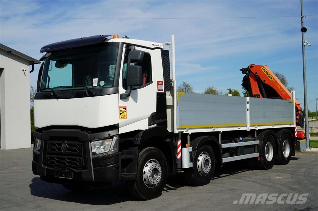 Renault C 430 / 8x4 / SKRZYNIOWY 7 M + HDS PALFINGER 33002 平板栏板货车