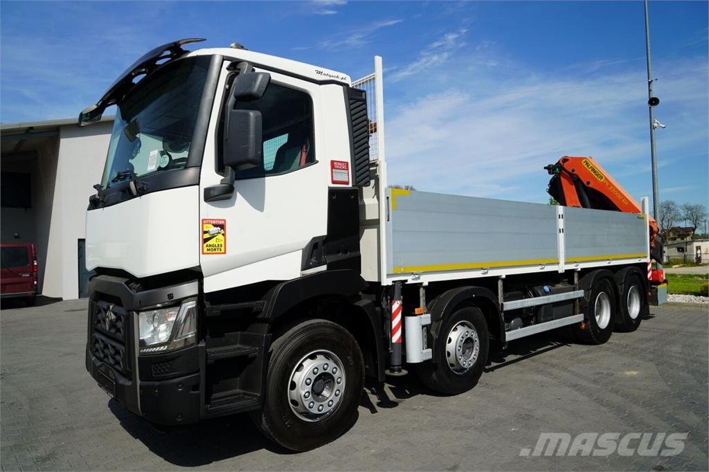 Renault C 430 / 8x4 / SKRZYNIOWY 7 M + HDS PALFINGER 33002 平板栏板货车