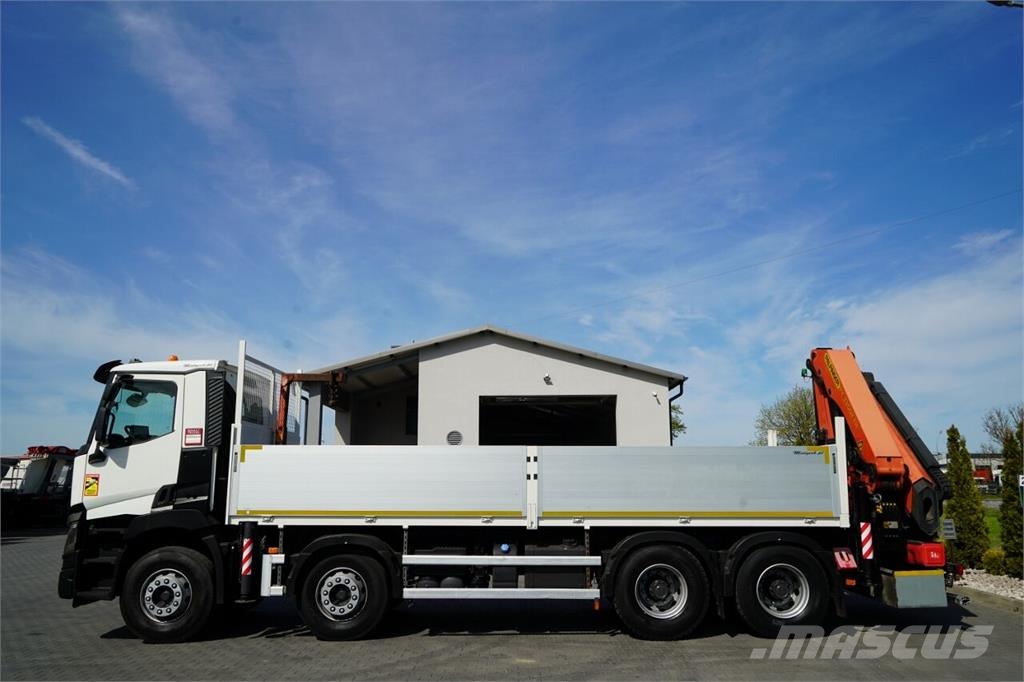 Renault C 430 / 8x4 / SKRZYNIOWY 7 M + HDS PALFINGER 33002 平板栏板货车