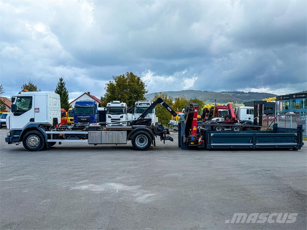 Renault D 18 * ABROLLKIPPER + HMF 1220 K-R * TOP! Camiones elevadores de gancho