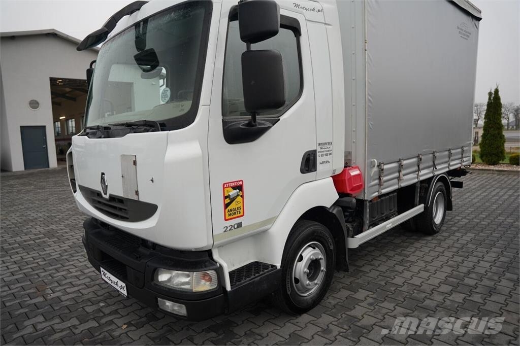 Renault MIDLUM 220 DXI / FIRANKA - 3,7 M / SOLÓWKA / WINDA Kamioni sa ceradom