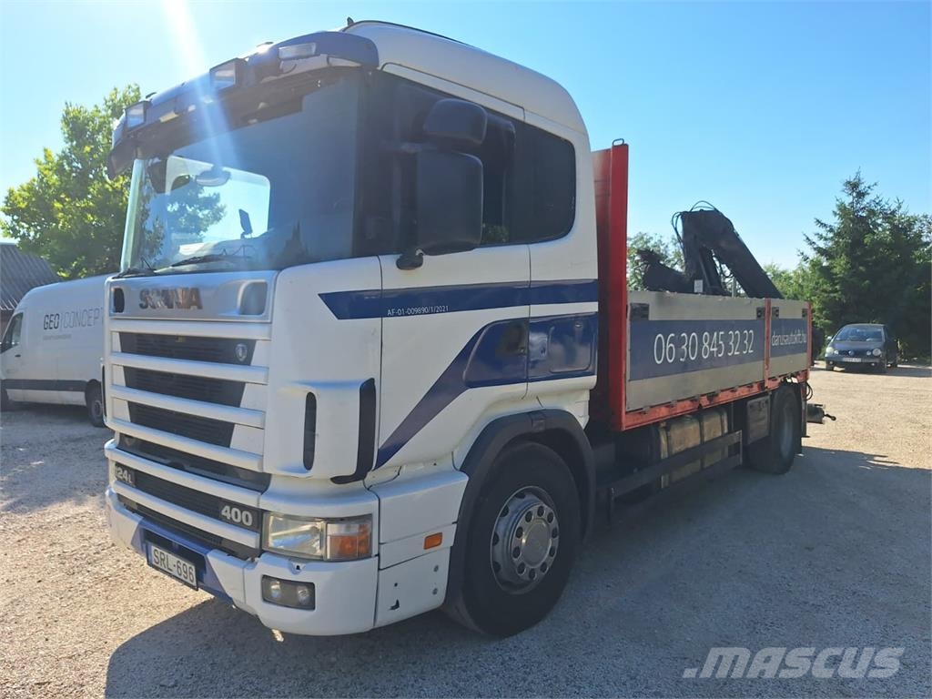 Scania 124 L 400/ Pritsche-HIAB 102 Crane Camiones plataforma