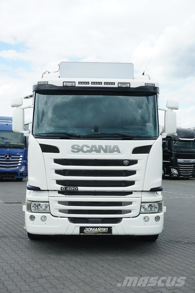 Scania G 490 / 6 X 2 / SKRZYNIOWY + HDS / HMF 3220 K7 / W 平板式/側卸式卡車