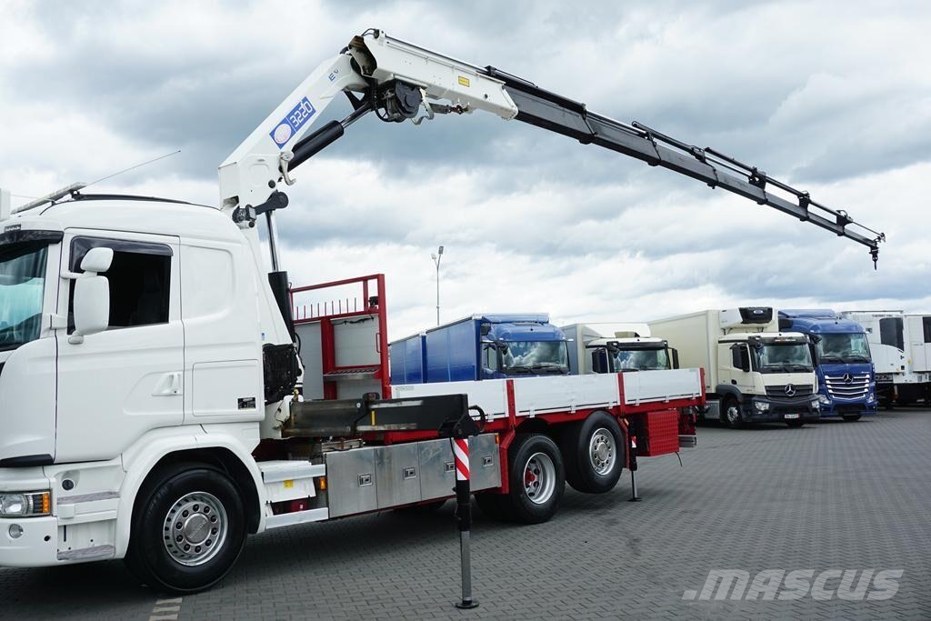 Scania G 490 / 6 X 2 / SKRZYNIOWY + HDS / HMF 3220 K7 / W 平板式/側卸式卡車