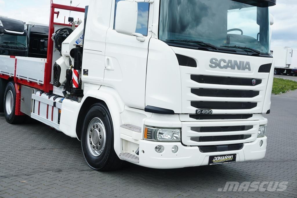 Scania G 490 / 6 X 2 / SKRZYNIOWY + HDS / HMF 3220 K7 / W 平板式/側卸式卡車