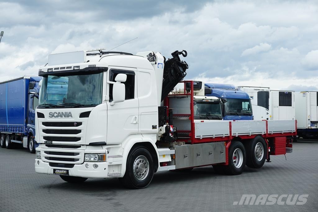 Scania G 490 / 6 X 2 / SKRZYNIOWY + HDS / HMF 3220 K7 / W 平板式/側卸式卡車
