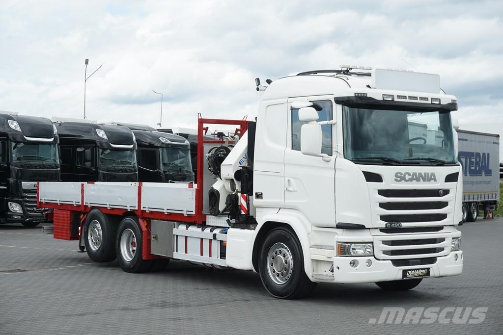 Scania G 490 / 6 X 2 / SKRZYNIOWY + HDS / HMF 3220 K7 / W 平板式/側卸式卡車