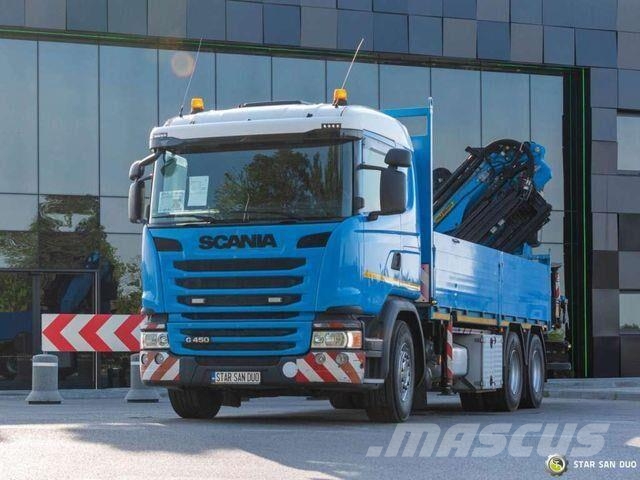 Scania G450 6x4 PALFINGER PK 42002 SH Fly Jib Crane 平板式/側卸式卡車