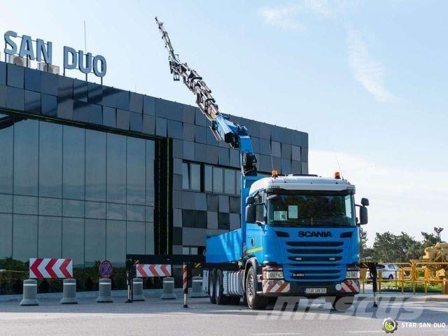 Scania G450 6x4 PALFINGER PK 42002 SH Fly Jib Crane 平板式/側卸式卡車