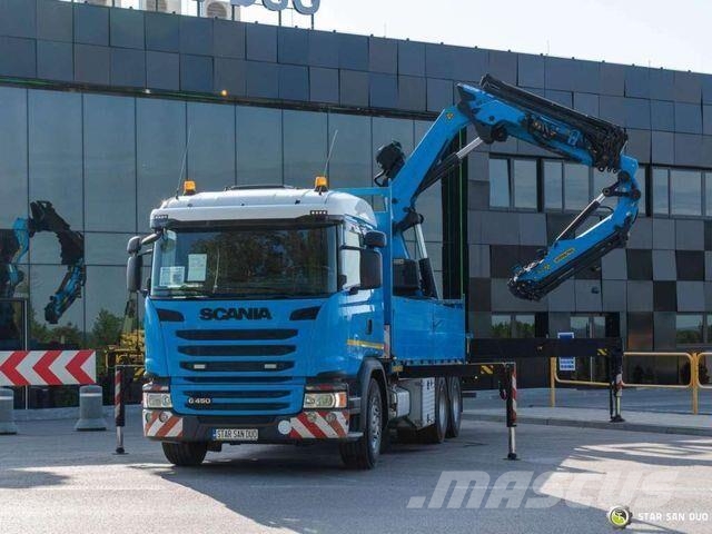Scania G450 6x4 PALFINGER PK 42002 SH Fly Jib Crane 平板式/側卸式卡車
