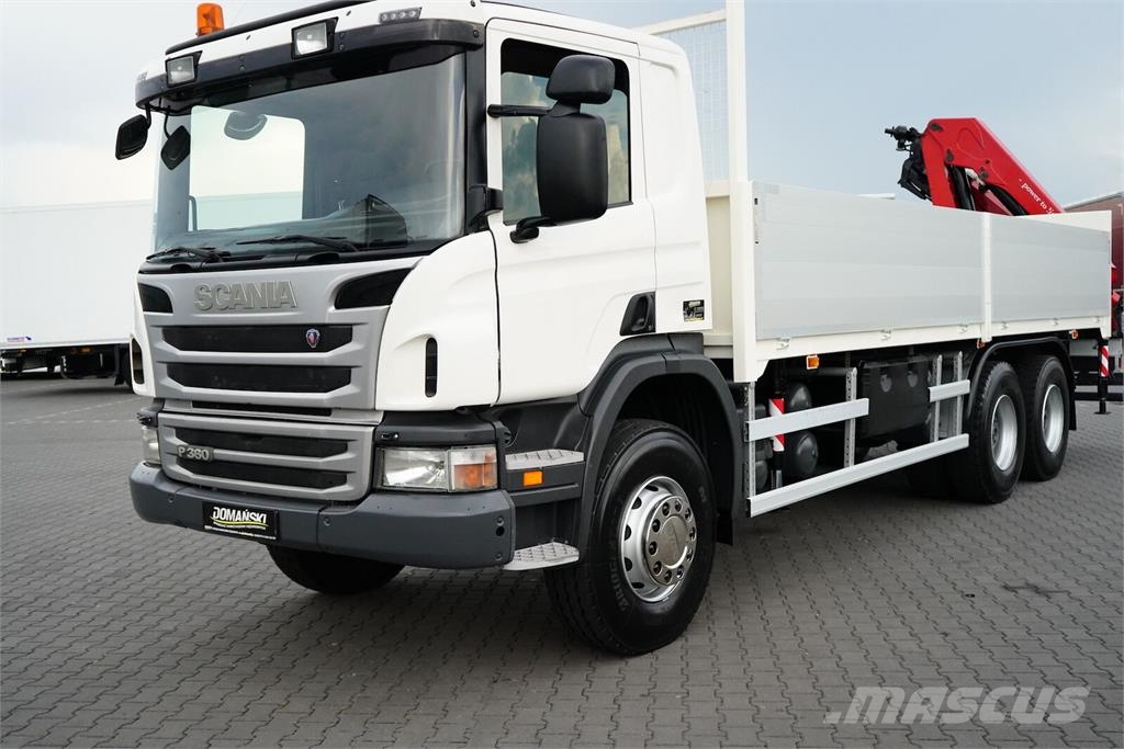 Scania P 360 / 6 X 4 / SKRZYNIOWY + HDS / HMF 1730 K3 / R 平板式/側卸式卡車