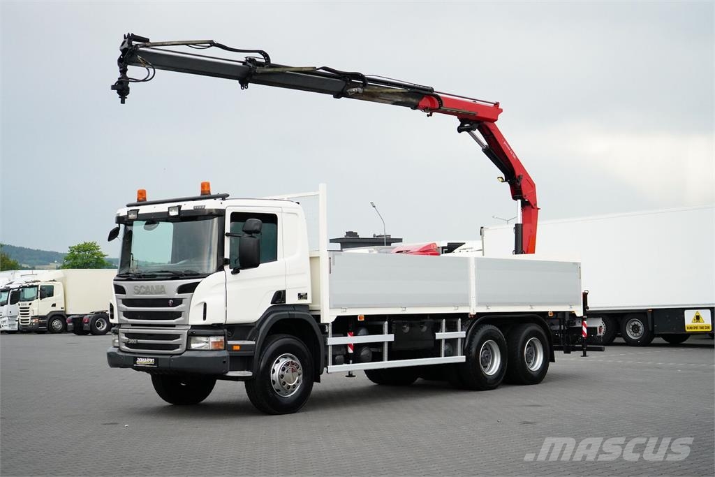 Scania P 360 / 6 X 4 / SKRZYNIOWY + HDS / HMF 1730 K3 / R 平板式/側卸式卡車