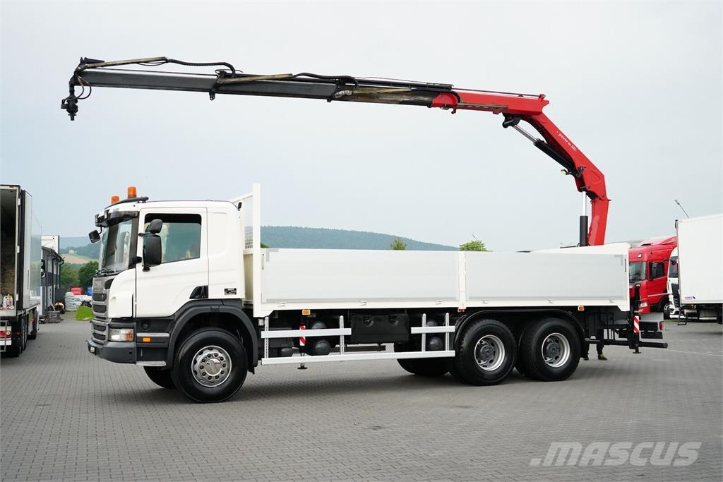 Scania P 360 / 6 X 4 / SKRZYNIOWY + HDS / HMF 1730 K3 / R 平板式/側卸式卡車