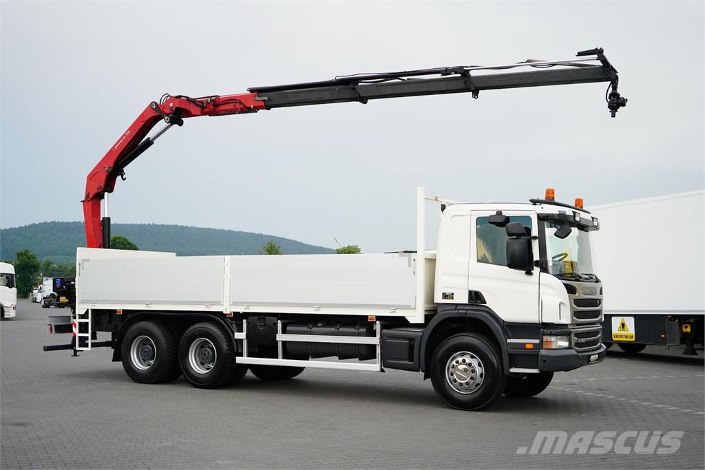 Scania P 360 / 6 X 4 / SKRZYNIOWY + HDS / HMF 1730 K3 / R 平板式/側卸式卡車