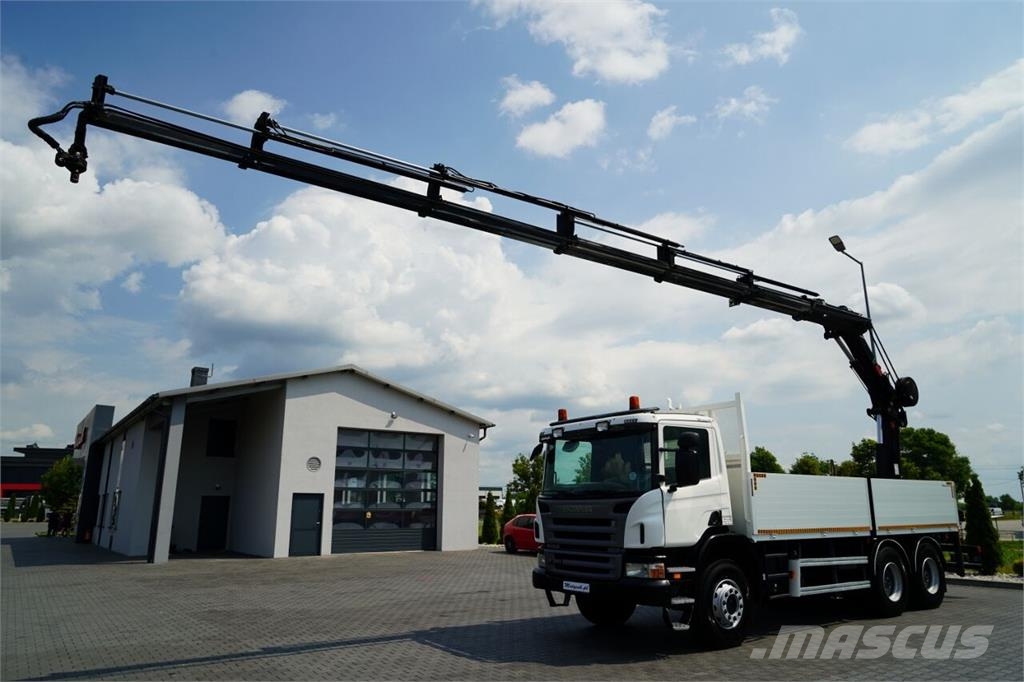 Scania P 360 / 6X4 / SKRZYNIOWY 4.85 + HDS HIAB 211 E-6 H 平板式/側卸式卡車