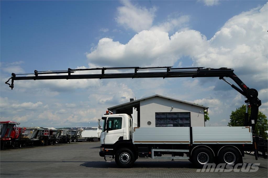 Scania P 360 / 6X4 / SKRZYNIOWY 4.85 + HDS HIAB 211 E-6 H 平板式/側卸式卡車