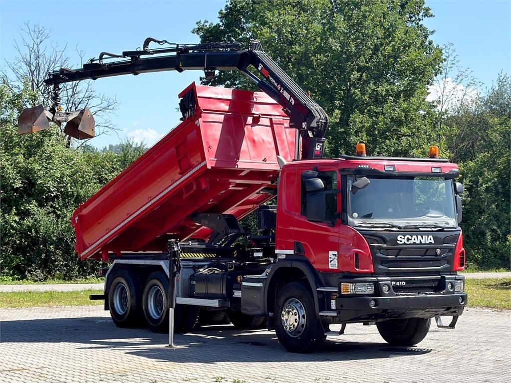 Scania P 410 Kipper 4,95m * KRAN/FUNK + BORDMATIC *6x4 덤프 트럭