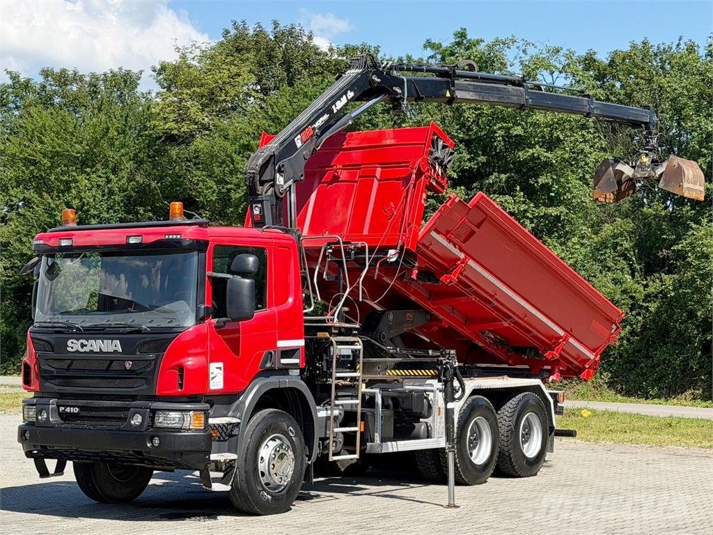 Scania P 410 Kipper 4,95m * KRAN/FUNK + BORDMATIC *6x4 덤프 트럭
