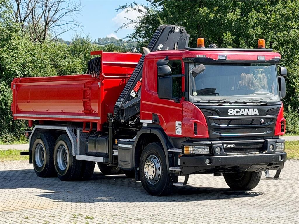 Scania P 410 Kipper 4,95m * KRAN/FUNK + BORDMATIC *6x4 덤프 트럭