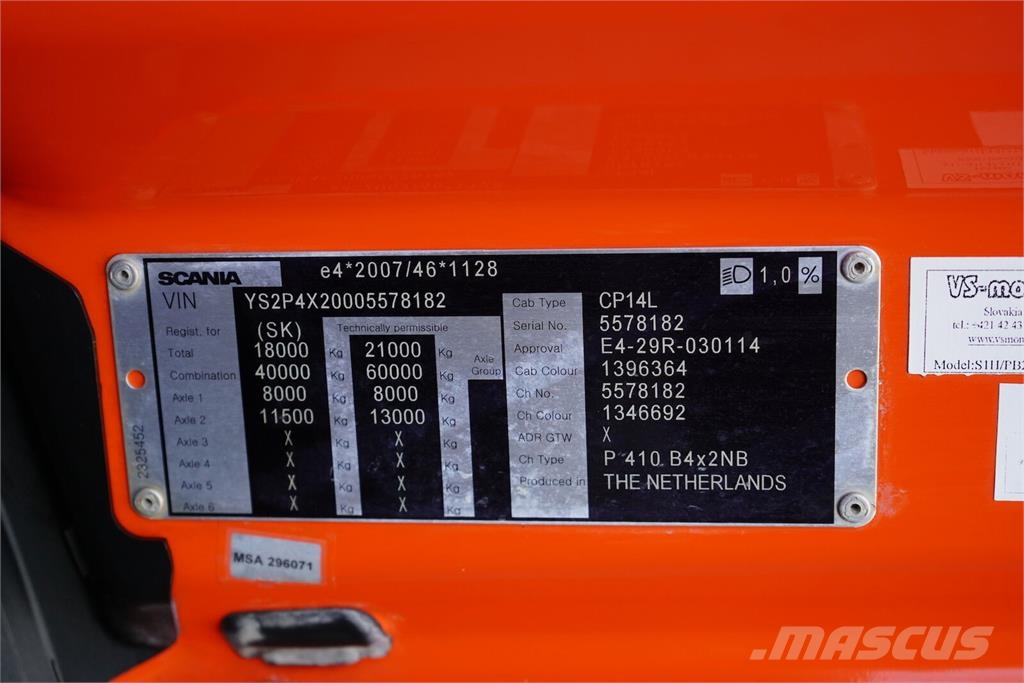 Scania P 410 / XT / E 6 / WYWROTKA / RETARDER / ŁAD. 7 65 Bañeras basculantes usadas