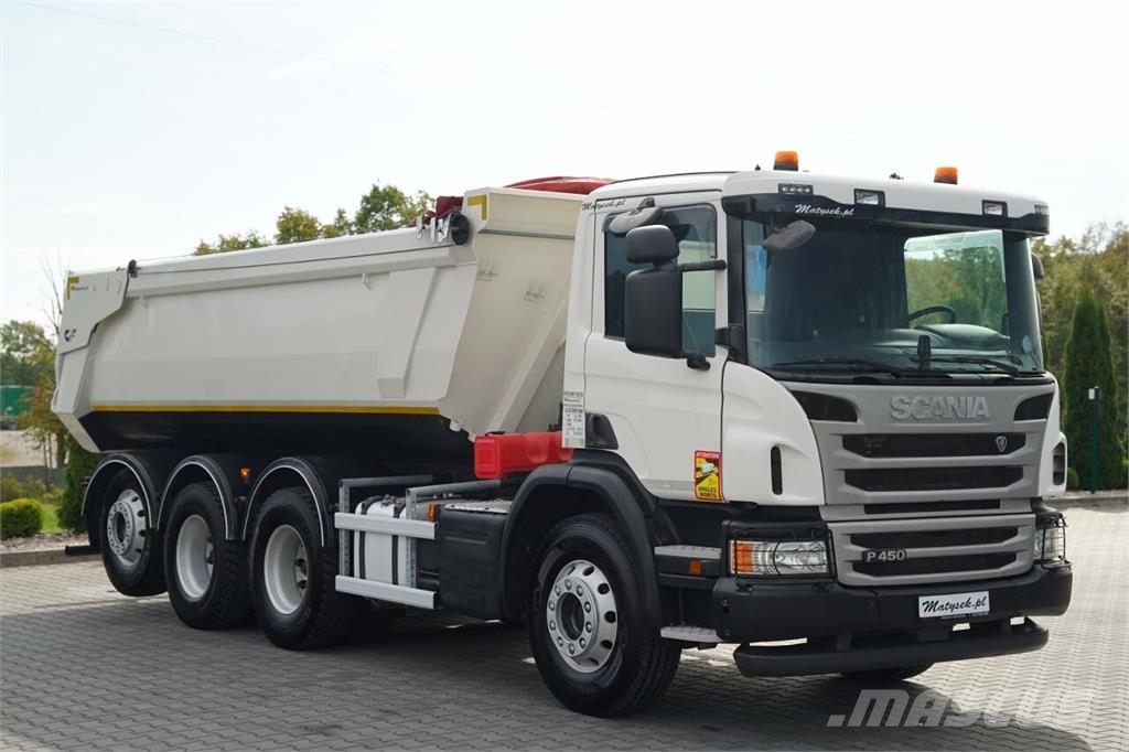 Scania P 450 / 8x4 / WYWROTKA TYLNOZSYPOWA - 5,6 M / OŚ P Billenő teherautók