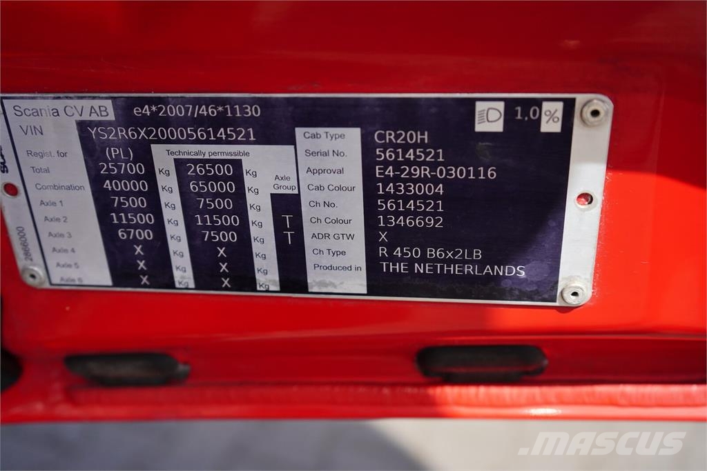Scania R 450 / ACC / EURO 6 / ZESTAW PRZEJAZDOWY 120 M3 / Camión con caja abierta