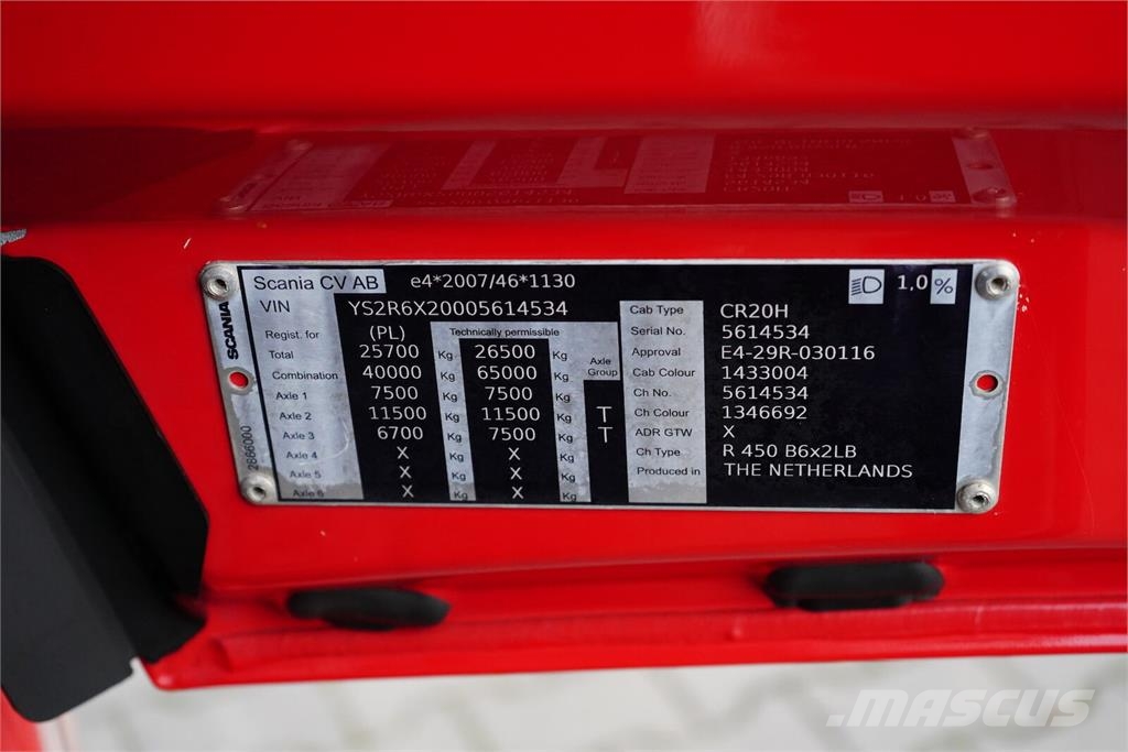 Scania R 450 / ACC / EURO 6 / ZESTAW PRZEJAZDOWY 120 M3 / Тентованные грузовики