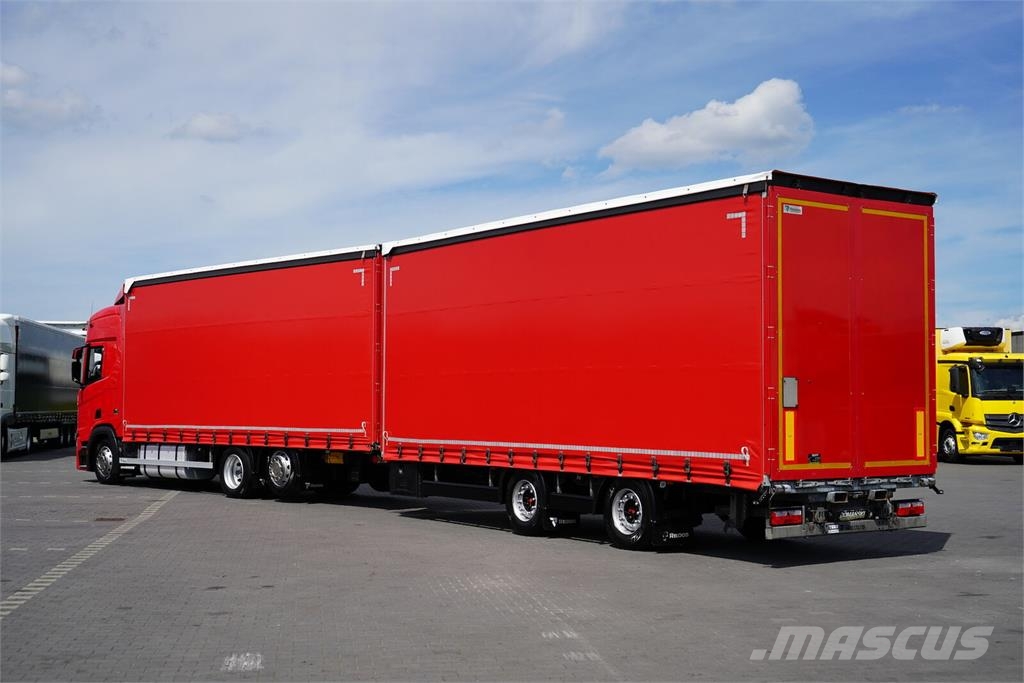 Scania R 450 / ACC / EURO 6 / ZESTAW PRZEJAZDOWY 120 M3 / Camión con caja abierta