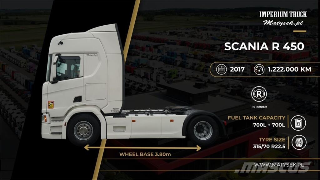 Scania R 450 / RETARDER / ZBIORNIKI: 1 200 L / EURO 6 Truck Tractor Units