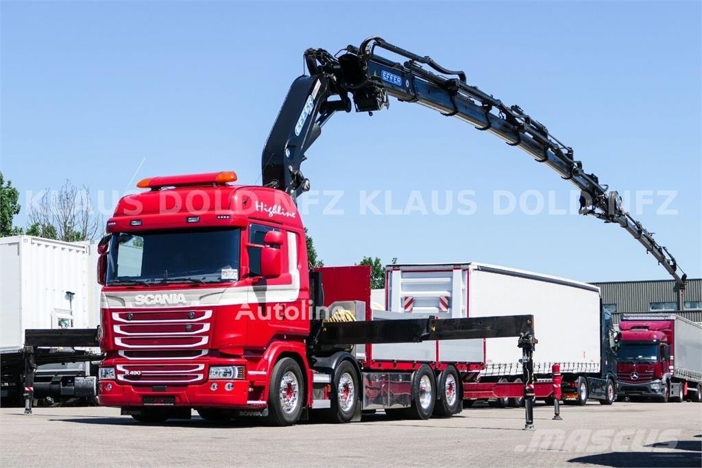 Scania R 490 Flatbed Truck / Effer Crane / Radio Remote C Camiones plataforma