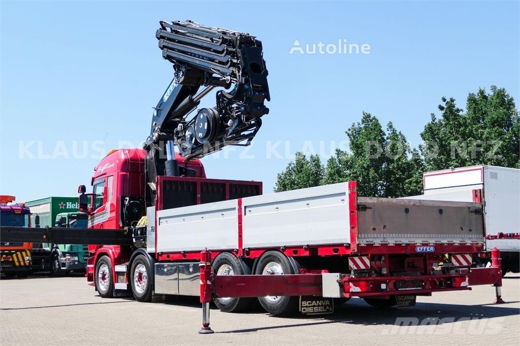 Scania R 490 Flatbed Truck / Effer Crane / Radio Remote C Camiones plataforma