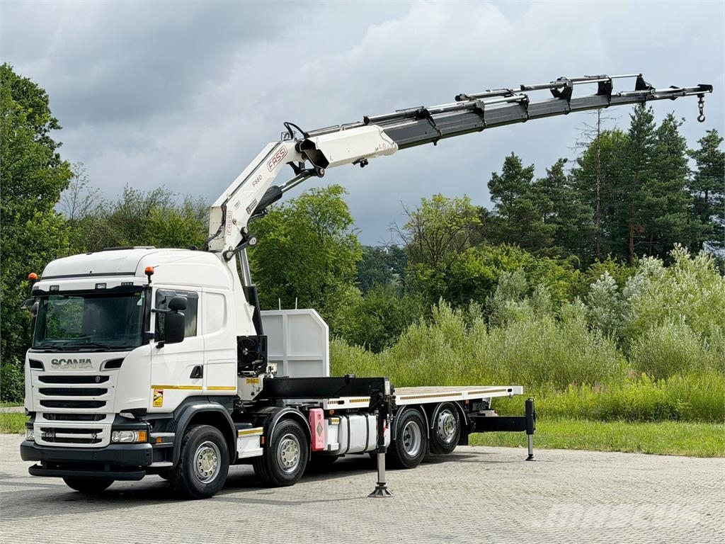Scania R 580 * PLATFORM 8,40m * FASSI F660 + FUNK * 8x4 平板式/側卸式卡車