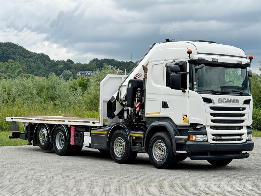 Scania R 580 * PLATFORM 8,40m * FASSI F660 + FUNK * 8x4 平板式/側卸式卡車
