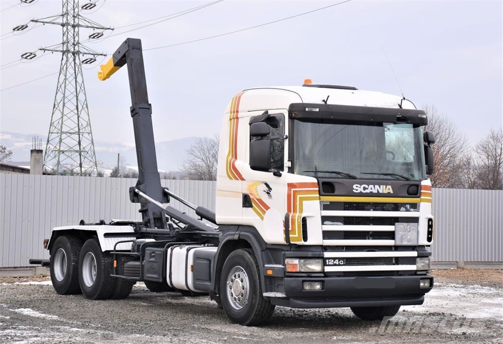 Scania R124 470 Abrollkipper * 6x2 * Motor Problem Rol kiper kamioni sa kukom za podizanje tereta