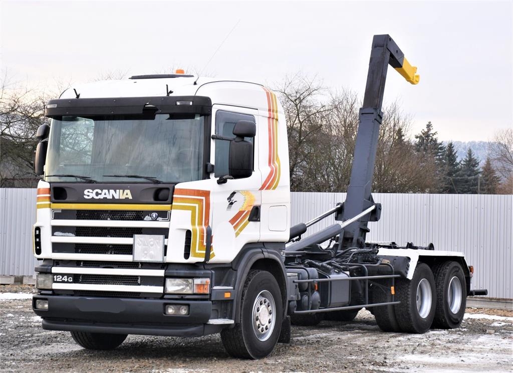 Scania R124 470 Abrollkipper * 6x2 * Motor Problem Rol kiper kamioni sa kukom za podizanje tereta