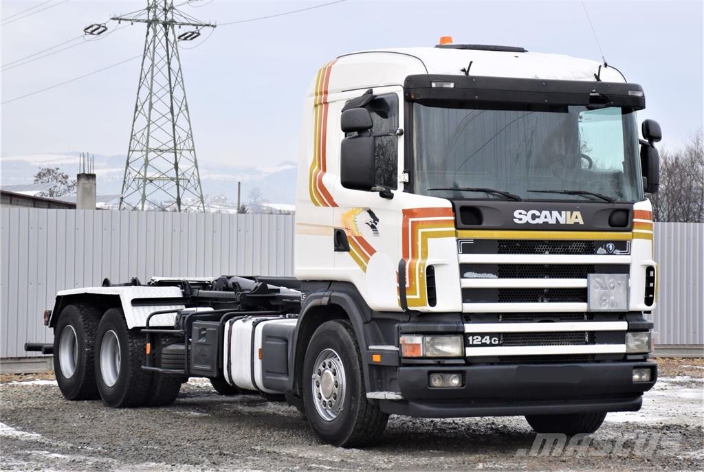 Scania R124 470 Abrollkipper * 6x2 * Motor Problem Rol kiper kamioni sa kukom za podizanje tereta