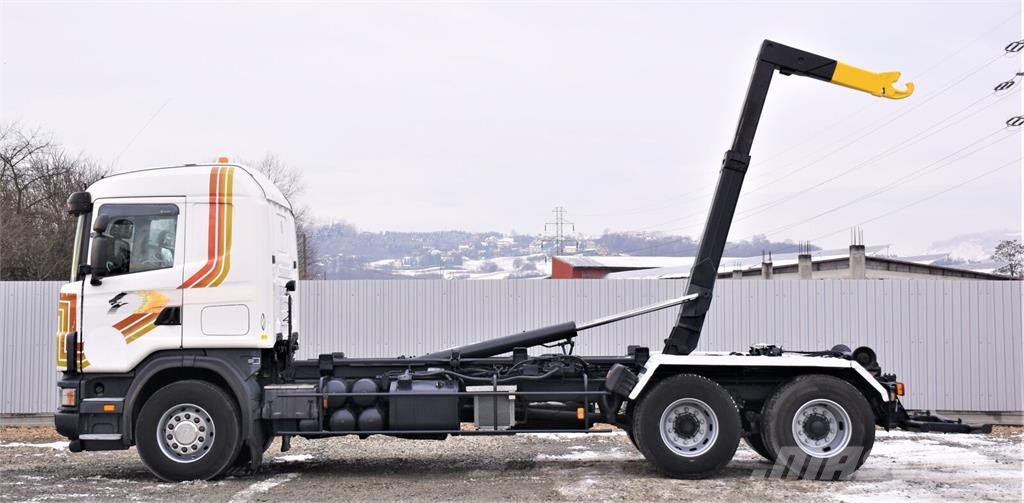 Scania R124 470 Abrollkipper * 6x2 * Motor Problem Rol kiper kamioni sa kukom za podizanje tereta
