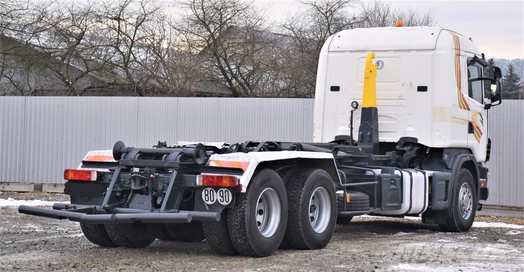 Scania R124 470 Abrollkipper * 6x2 * Motor Problem Rol kiper kamioni sa kukom za podizanje tereta