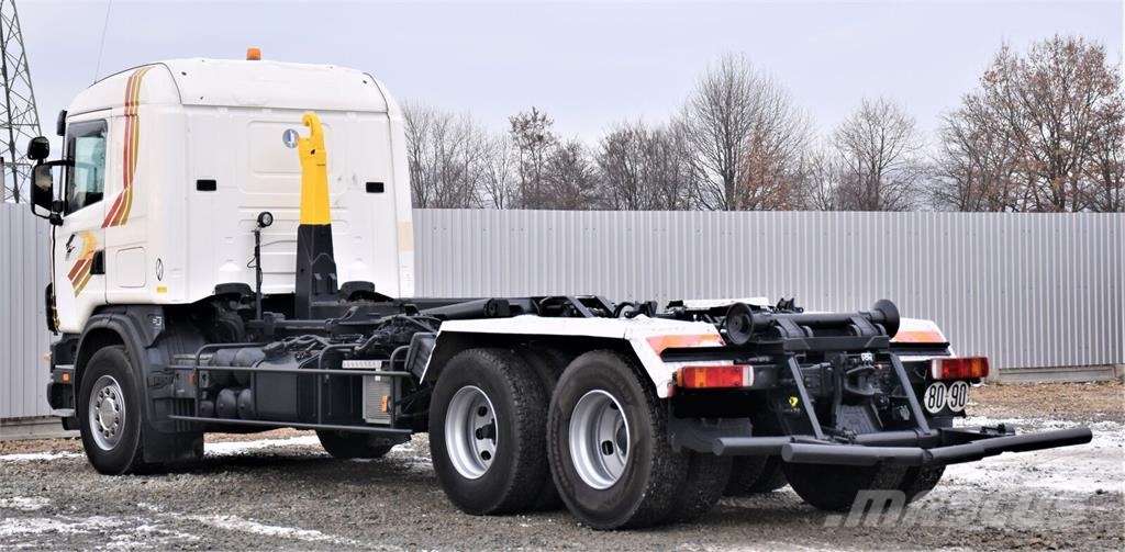 Scania R124 470 Abrollkipper * 6x2 * Motor Problem Rol kiper kamioni sa kukom za podizanje tereta