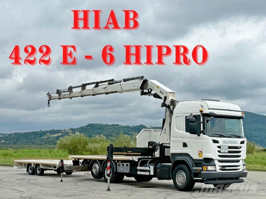 Scania R440 * HIAB 422 E-6 HIPRO + FUNK + Anhänger! 6x4 Járműszállítók