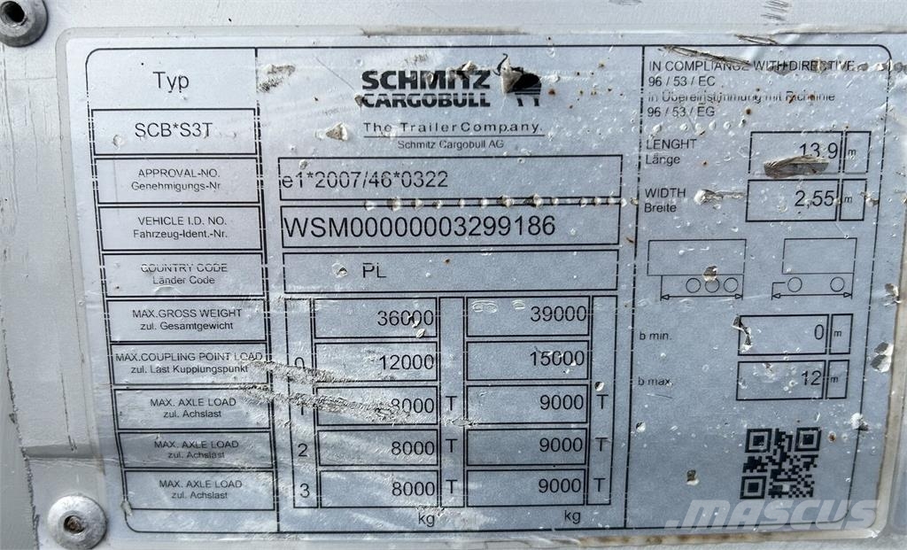 Schmitz Cargobull / BURTOFIRANKA / XL / OŚ PODNOSZONA Gardintrailer