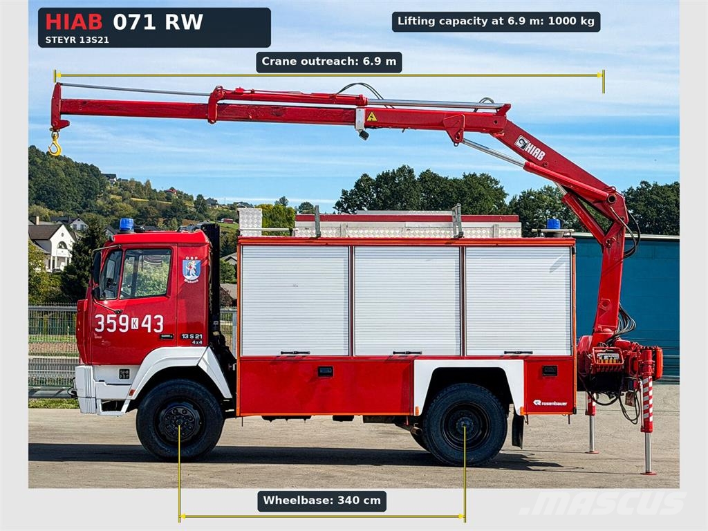 Steyr 13S21 4×4 Hiab 071 RW / Rosenbauer – Technical Res Ugunsdzēšamā tehnika