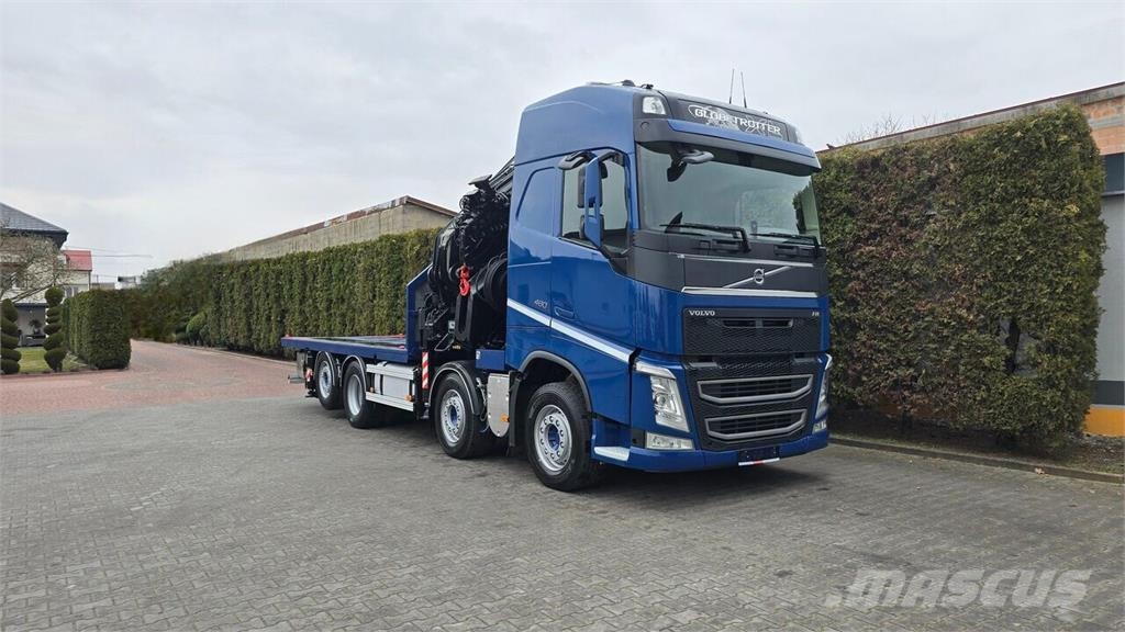Volvo FH 460 8x2 open flatbed truck + Crane + JIB 150-6+ Araç tasiyicilar