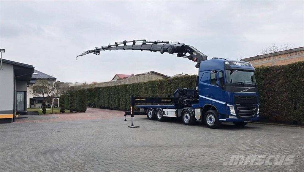 Volvo FH 460 8x2 open flatbed truck + Crane + JIB 150-6+ Araç tasiyicilar